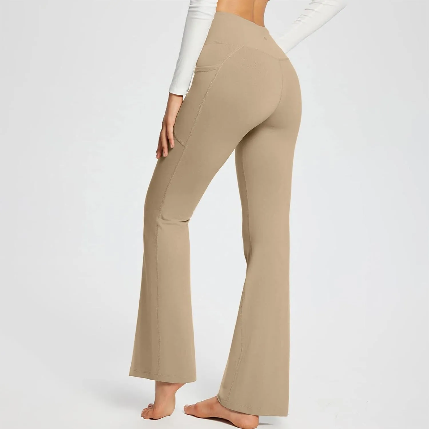 Women's Yoga Pants with Pockets Yoga Suit Long Crossover High Waisted Flare Leggings Tummy Control Workout Casual Pant