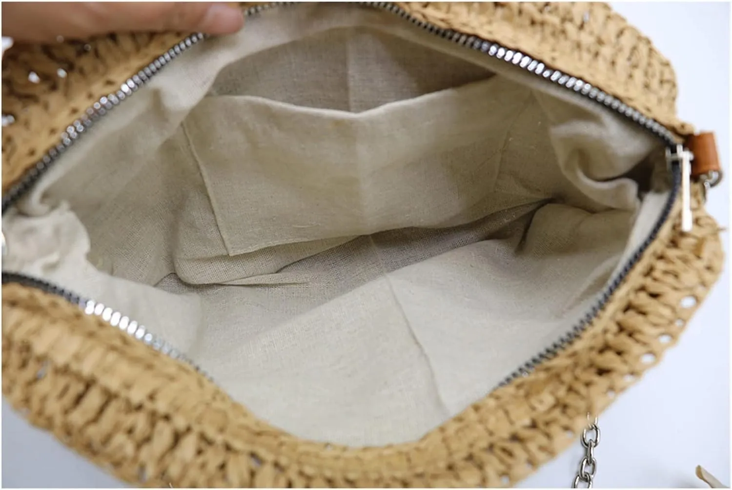 Woven Straw Bag Women Shoulder Bag Chain Knitting Sling Crossbody Bags For Women Handbag Beach Bags(Brown)