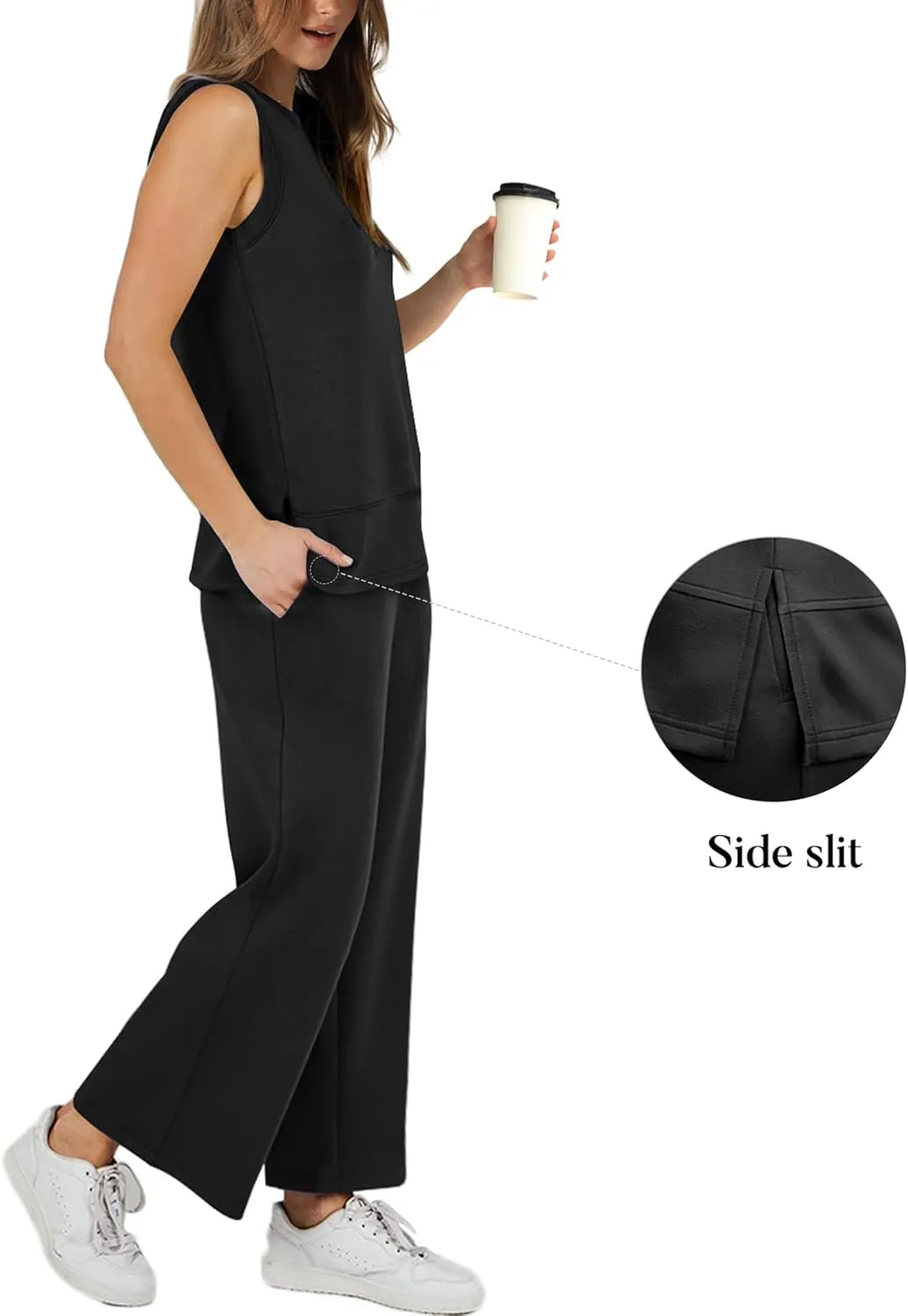 XIEERDUO Women's 2 Piece Outfits Summer Travel Tracksuit Loose Wide Leg Loungewear Comfy Lounge Sets S-3XL