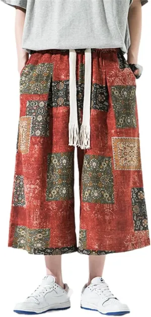 Xingfenly Summer Men' Casual Print Baggy Pants Men Chinese Style Harem Male Hip Hop Streewear Wide Leg Trousers