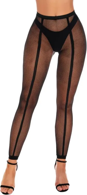 XIUSEMY Womens Fishnet Tights Sexy Stockings Black Stripe Pantyhose Leggings Lingerie