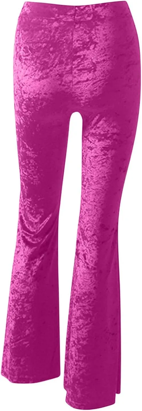 yardsong Womens Velvet Pants High Waist Bootcut Flare Bell Bottom Pants Business Casual Work Dance Fashion Trousers
