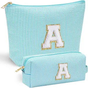 YOOLIFE Skincare for Girls 10-12 - Personalized Initial Makeup BagCosmetic BagTravel Toiletry BagBirthday Gifts for Women Her Bridesmaid Friend Wife Girlfriend Daughter Teacher Birthday Gifts A